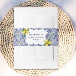 Lemon-Themed Mediterranean Tile Wedding Uitnodigingen Wikkel