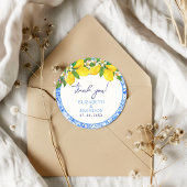 Lemon-Themed Mediterranean Tiles Wedding Ronde Sticker