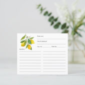 Lemon themed, recept card op maat (Staand voorkant)