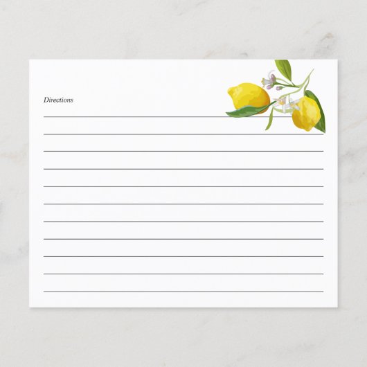 Lemon themed, recept card op maat (Achterkant)