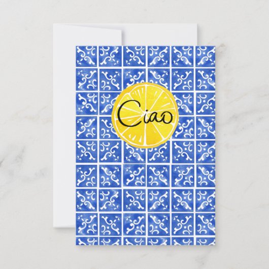 Lemon & Tile Hallo in het Italiaans: "Ciao" kaart (Voorkant)