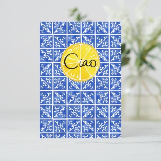 Lemon & Tile Hallo in het Italiaans: "Ciao" kaart (Staand voorkant)
