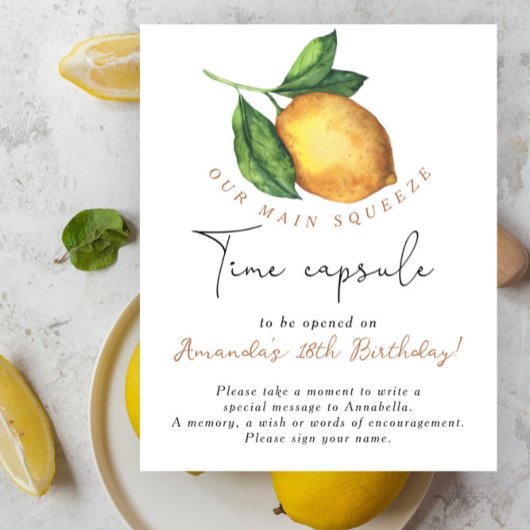 Lemon Time Capsule 1e verjaardag gender neutraal Poster