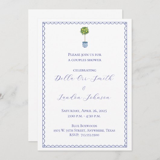 Lemon Topiary - Uitnodiging voor douchen voor kopp (Voorkant / Achterkant)