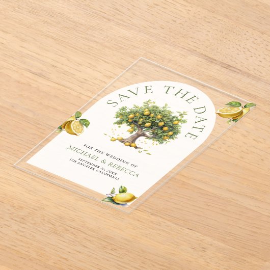 Lemon Tree Arch Wedding Save the Date Acryl Uitnodigingen (Laagn)