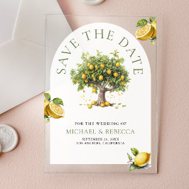 Lemon Tree Arch Wedding Save the Date Acryl Uitnodigingen