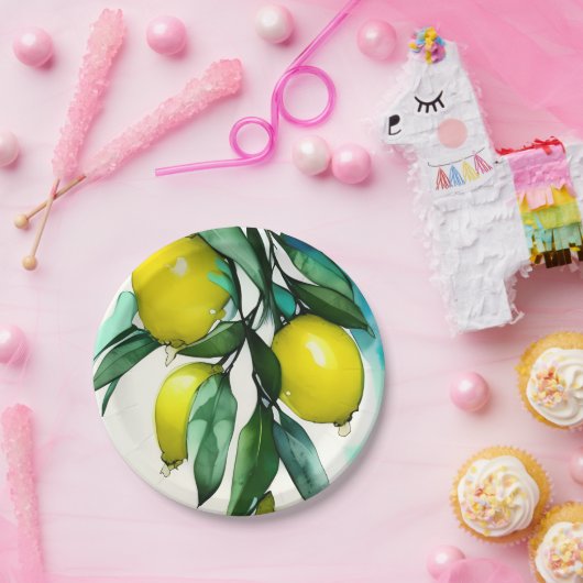 Lemon Tree Branch Papieren Bordje (Feest)