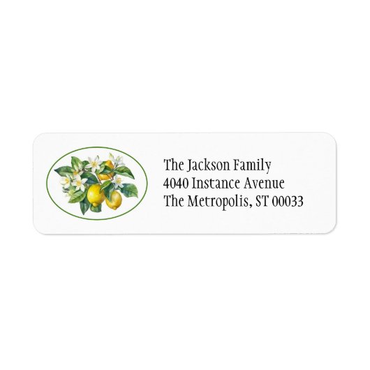 Lemon Tree Branches Waterverf Label (Voorkant)