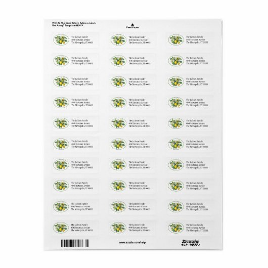 Lemon Tree Branches Waterverf Label (Full Sheet)