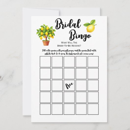 Lemon Tree Citrus Bruilofts-Bingo Feestspel Kaart (Voorkant)