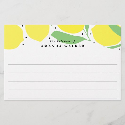 Lemon Tree Kitchen Recipe Stationery Card Briefpapier (Voorkant)