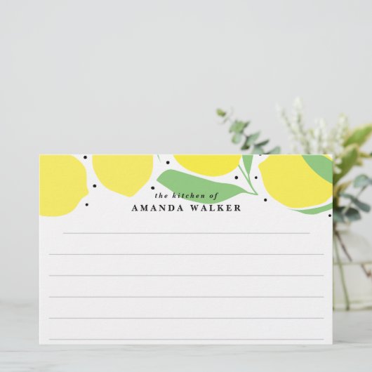 Lemon Tree Kitchen Recipe Stationery Card Briefpapier (Staand voorkant)
