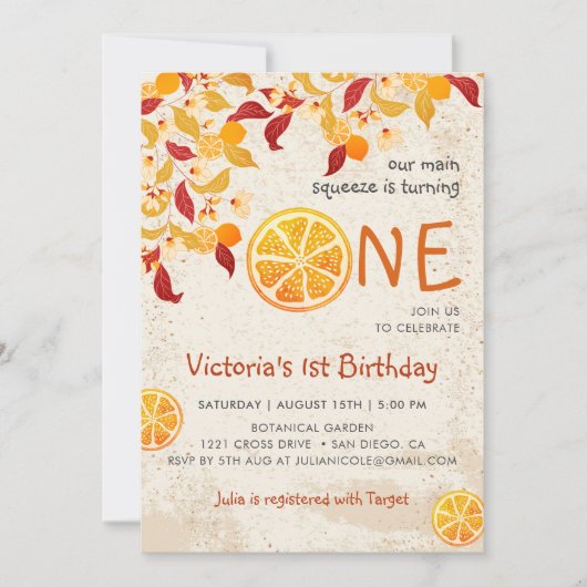 Lemon Tree Main Squeeze Foto Eerste Verjaardag Kaart (Voorkant)