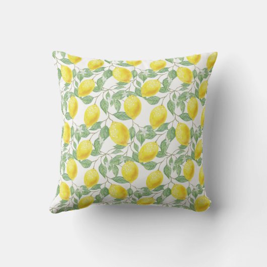 Lemon Tree Monogram Pattern Yellow Green Decor Kussen (Achterkant)
