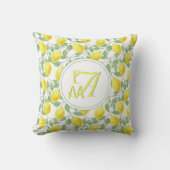 Lemon Tree Monogram Pattern Yellow Green Decor Kussen (Voorkant)
