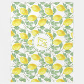 Lemon Tree Monogramed Pattern Yellow Green Decor Fleece Deken (Voorkant)