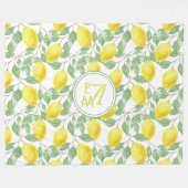 Lemon Tree Monogramed Pattern Yellow Green Decor Fleece Deken (Voorkant (Horizontaal))
