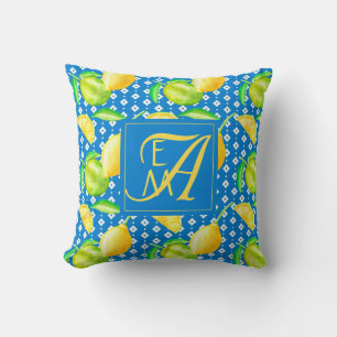 Lemon Tree Ocean Blue MONOGRAM Pas getrouwd Wedden Kussen