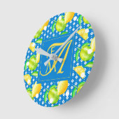 Lemon Tree Ocean Blue MONOGRAM Pas getrouwd Wedden Ronde Klok (Hoek)