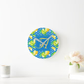 Lemon Tree Ocean Blue MONOGRAM Pas getrouwd Wedden Ronde Klok (Huis)