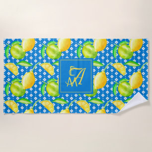 Lemon Tree Ocean Blue MONOGRAM Pas getrouwd Wedden Strandlaken
