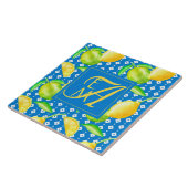 Lemon Tree Ocean Blue MONOGRAM Pas getrouwd Wedden Tegeltje (Zijkant)