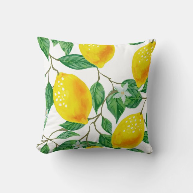 LEMON TREE PILLOW, Geel en groen Kussen (Voorkant)