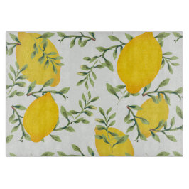 Lemon Tree Print Glass Cutting Board Snijplank
