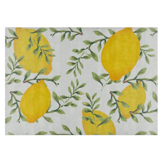 Lemon Tree Print Glass Cutting Board Snijplank (Voorkant)