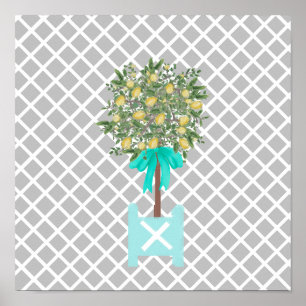Lemon Tree Topiary Garden Planter Box Art Poster
