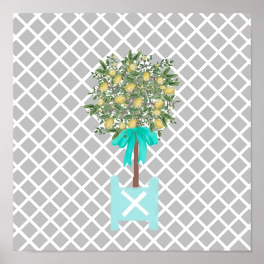 Lemon Tree Topiary Garden Planter Box Art Poster (Voorkant)