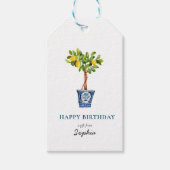 Lemon tree topiary Happy Birthday Gift labels Cadeaulabel (Voorkant)