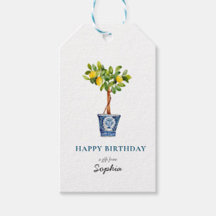 Lemon tree topiary Happy Birthday Gift labels Cadeaulabel