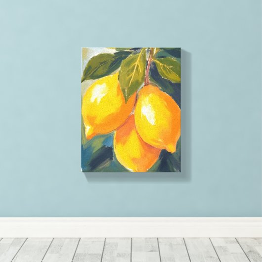 Lemon Tree Watercolor Fruit Painting Canvas Afdruk (Insitu (Houten vloer))