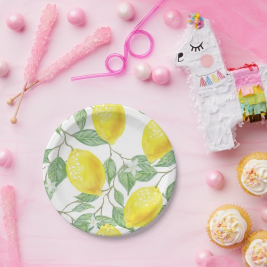 Lemon Tree Yellow en Green Country Papieren Bordje (Feest)