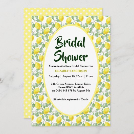 Lemon Tree Yellow Green Vrijgezellenfeest Kaart (Voorkant / Achterkant)