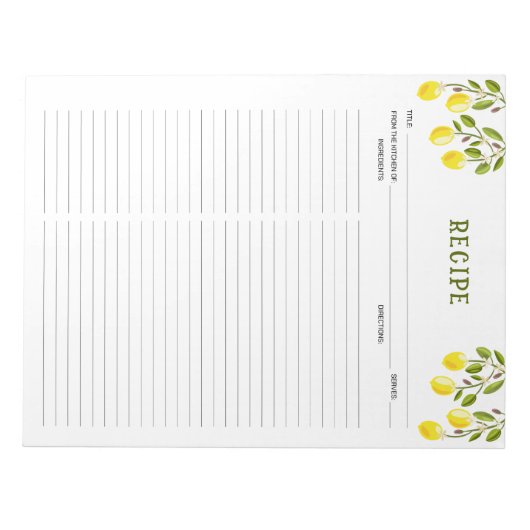 Lemon Tropical Culinal Recipes Notitieblok (Voorkant)