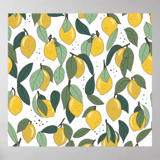 Lemon Tropical: Helder Naadloos Poster (Voorkant)