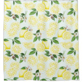 Lemon Tropical Summer Fruit Pattern on Mint 2 Douchegordijn (Voorkant)