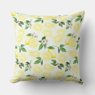 Lemon Tropical Summer Fruit Pattern on Mint 2 Kussen