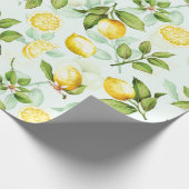 Lemon Tropical Summer Fruit Pattern on Mint Cadeaupapier (Hoek)