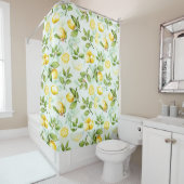 Lemon Tropical Summer Fruit Pattern on Mint Douchegordijn (In situ)