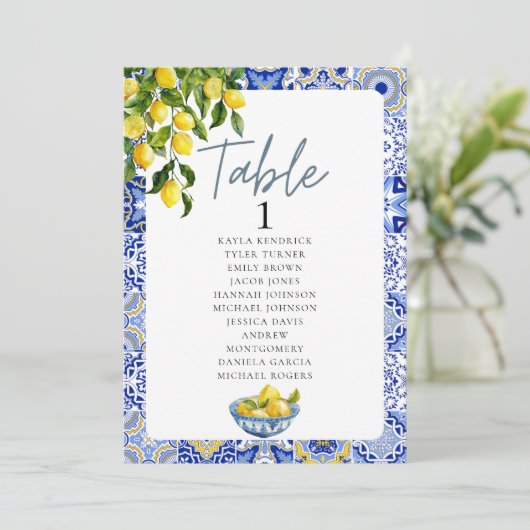 Lemon Trouwtafel Nummer Hanging Zitenkaart (Staand voorkant)