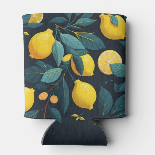 Lemon tuinpatroon. Gele tropische citrusvruchten Blikjeskoeler (Achterkant)