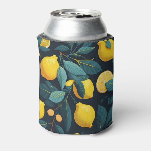 Lemon tuinpatroon. Gele tropische citrusvruchten Blikjeskoeler (Blikje Achterkant)