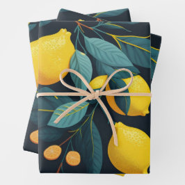 Lemon tuinpatroon. Gele tropische citrusvruchten Inpakpapier Vel