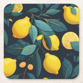 Lemon tuinpatroon. Gele tropische citrusvruchten Kartonnen Onderzetters