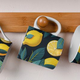 Lemon tuinpatroon. Gele tropische citrusvruchten Koffiemok