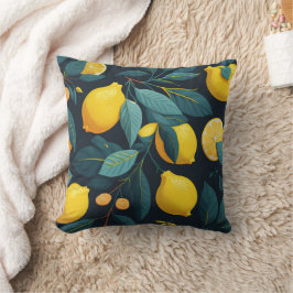 Lemon tuinpatroon. Gele tropische citrusvruchten Kussen