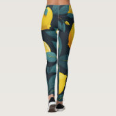 Lemon tuinpatroon. Gele tropische citrusvruchten Leggings (Achterkant)